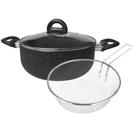 4big.fun Cheffinger Topf-Set 3-tlg. Frittiertopf + Frittierkorb + Glasdeckel