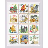 Riolis Kreuzstich Set "Katzenkalender", Zählmuster, 30x40cm
