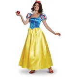 Disguise Damen Schneewittchen Kostüm, offizielles Disney Princess Snow White Deluxe Kostüm Kleid, blau/gelb, Small (4-6) US - Small (4-6)