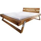 KAWOLA Balkenbett TOMA Fichte eichefarbig massiv 180x200cm