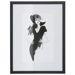 Bild mit Rahmen LEONIQUE "Skizze Hollywood", bunt (farbe rahmen: schwarz, farbe bild(er): schwarz weiß rot), B:30cm H:40cm, Acrylglas, Papier, Holz, Bilder, HD Premium Poster-Druck inkl. Holzrahmen
