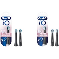 Oral-B iO Sanfte Reinigung Aufsteckbürsten für elektrische Zahnbürste, 2 Stück, sanfte Zahnreinigung, Zahnbürstenaufsatz für Oral-B Zahnbürsten, schwarz (Packung mit 2)