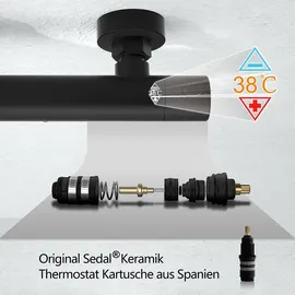 dylin gmbh Edelstahl Duschsystem mit Thermostatarmatur Regendusche Duschset 30 * 30cm Schwarz