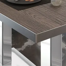 GGM Möbel Bistro Loungetisch 110 x 60 x 41 cm Light Wenge/Edelstahl