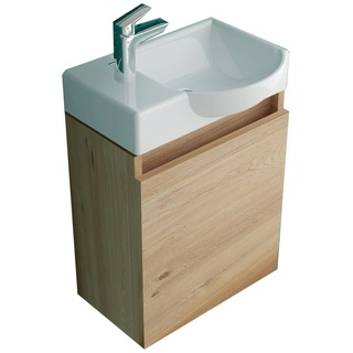 Alpenberger Germany Alpenberger Gäste-WC Waschtisch | Keramik-Waschbecken mit Unterschrank | Badschrank mit Softclose | Vormontierter Waschbeckenunterschrank Badmöbel Set