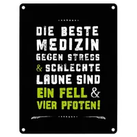 Trendaffe Beste Medizin gegen Stress Blechschild in 15x20 cm