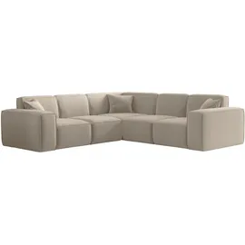 Fun Möbel Ecksofa Designersofa CELES Premium in Stoff Opera Velvet Beige Seite Universal