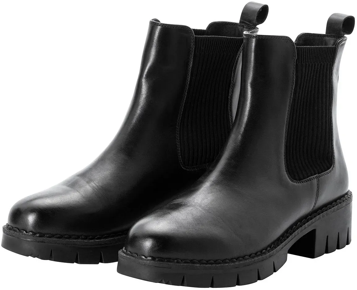 Sheego Chelseaboots »Chelsea-Boots mit stark profilierter Sohle, aus Leder«, mit stark profilierter Sohle, aus Leder Sheego schwarz 39