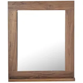 MiaMöbel Bad Spiegel mit Ablage Glas, Massivholz Teak