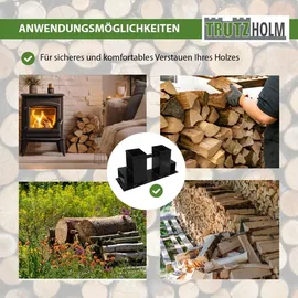 Trutzholm Holzstapelhilfe 4er Set Stahl 34 x 10 cm schwarz