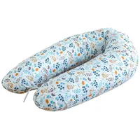LOOLAY Schwangerschaftskissen - Stillkissen 170 cm - Seitenschläferkissen 100% Baumwolle - mit Abnehmbarem Bezug - Schwanger Kissen für Schlafen (Blumen blau gelb)