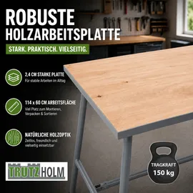 Trutzholm Werkbank klappbar 114x60x84 cm 150 kg Tragkraft robustes Stahlgestell Holzarbeitsplatte Werktisch
