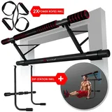 KESSER KESSER® 4in1 Premium Klimmzugstange inkl. DIP-Station & Power Ropes , klappbare Türreck, sichere Türrahmen einhängen, Montage zu Hause ohne Schrauben , Pull Up Bar