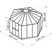 Vitavia Juno 9000 Alu smaragd grün ESG 3 mm / Dach HKP 6 mm 9 m² inkl. Stahlfundament