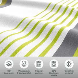 MY HOME Bettwäsche MY HOME "Area in Gr. 135x200 oder 155x220 cm", grün (grün, weiß), B/L: 135cm x 200cm, 1 Stk., 1 Stk., Linon, B/L: 80cm x 80cm, 2, Linon, Obermaterial: 100% Baumwolle, Bettwäsche, Bettwäsche, Bettwäsche in verschiedenen Qualitäten