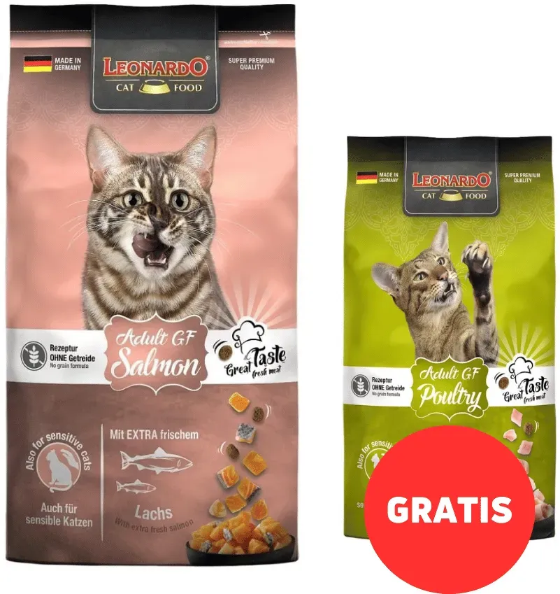 LEONARDO Adult Salmon getreidefreies Trockenfutter mit Lachs für ausgewachsene Katzen 1,8 kg + Futter 300g GRATIS