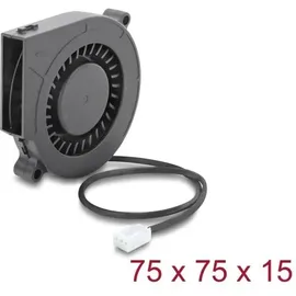 DeLock Radiallüfter / Lüftergebläse 12 V DC 75 x 75 x 15 mm mit 3-Pin Lüfteranschluss, schwarz