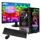 GAMEMAX Multimedia-PC MegaDeal Rockstar Komplett-SET AMD Ryzen 7 5700G 16GB RAM 1TB SSD Radeon Graphics WIN11 + MSI PRO MP272L LCD-Monitor, 68,6cm 27" - Schwarz
