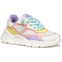 GEOX Loftus Girl B Sneaker, White/Multicolor, 31