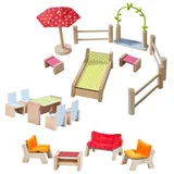 Haba Minipuppe Little Friends Spielsets, Möbel Puppenhaus Spielzeug Kinder Biegefiguren Spielspass Abenteuer bunt