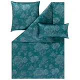 Estella Schweizer Premium Satin Bettwäsche 135x200 Anna blautanne Blüten Rosen 2176-581