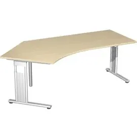 Geramöbel Flex Schreibtisch ahorn L-Form, C-Fuß-Gestell silber 216,6 x 113,0 cm