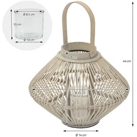 ECD Germany Laterne H 44 cm Holzfarbe Beige