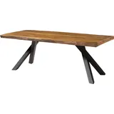MASSIVMOEBEL24.DE Baumtisch 200 x 76 x 100 cm natur lackiert/grau