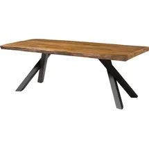 MASSIVMOEBEL24.DE Baumtisch 200 x 76 x 100 cm natur lackiert/grau