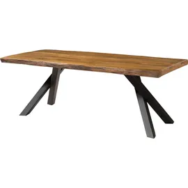 MASSIVMOEBEL24.DE Baumtisch 200 x 76 x 100 cm natur lackiert/grau