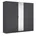 Möbel Drehtürenschrank Kleiderschrank Schrank mit Spiegel Farbe grau metallic Schwarz 226x210x54cm