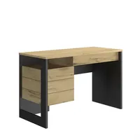 Gami DIAGONE Russel Schreibtisch mit 1 Tür, 1 Schublade, Spanplatte, Eiche Helvezia und Schwarz