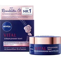 NIVEA Vital Strahlender Teint Regenerierende Nachtpflege mit Rosenblüten-Öl 50ml