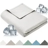 Blumtal Kühldecke 120x100 cm - Sommerdecke Bambus - Oeko-TEX zertifizierte & kühlende Decke als Sofadecke Sommer/Reisedecke - Kühldecke Bett - selbstkühlende Decke - dünne Decke Cooling - Grey/Grau