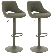 Mendler 2er-Set Barhocker HWC-N64, Barstuhl Tresenhocker, Fußablage drehbar, Kunstleder Metall ~ grün
