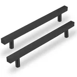 LONTAN 6 Stück Schrankgriffe Schwarz Möbelgriff 128mm Lochabstand Griffe Für Küchenschränke Küchengriffe Schwarz Edelstahl Schubladen Griffe Türgriffe
