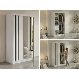 MKS Schiebetürenschrank DIANA 120 x 216 x 61 cm Weiß/Schwarz