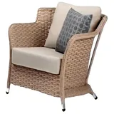 JVmoebel Gartenstuhl Sessel Design Couch Sofa Relax Beige Rattan Lounge Club Polster Sitzer (1 St), Made in Europa beige