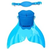 DEBAIJIA Mädchen Flipper Tauchen Meerjungfrauenflosse Jungen Schwimmflossen Meerjungfrau Flossen Training Monofin Kinder Schwimmen(C-(40*43CM)-F106-Blau01