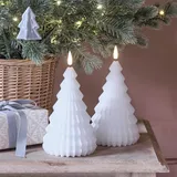 Lights4fun 2er Set LED TruGlow® weiße Tannenbaum Kerzen mit Fernbedienung Timer Batterie Innen Weihnachtsdeko Weiß Adventsdeko Weiß