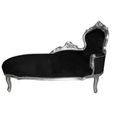 Casa Padrino Barock Chaiselongue "King" Schwarz/Silber- Antik Möbel