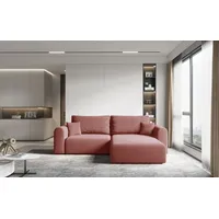 Fun Möbel Ecksofa Sofa FLAVIO mit Schlaffunktion Stoff Castel Lachs Ottomane Rechts - Rot