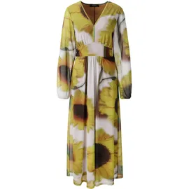 Aniston CASUAL Maxikleid mit großflächigen Sonnenblumen Braun/Grün/Schwarz 36