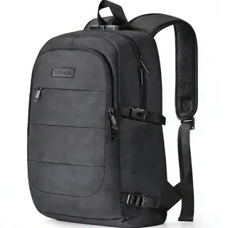 Tzowla Laptop Rucksack Herren und Damen, Reiserucksack Wasserdicht Anti-Diebstahl mit Giant Tumbler Holder Pocket fur 15,6 Zoll Notebook,Schmaler Business Arbeits Uni Lässiger Tagesrucksack-Schwarz