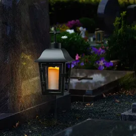 MARELIDA LED Mini Kerze für Innen und Außen H: 10cm D: 5cm Timer Sensor bis 750h weiß