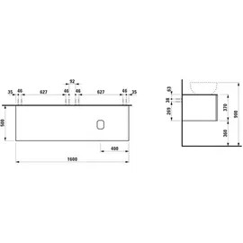 Laufen ILBAGNOALESSI Schubladenelement, Ausschnitt rechts, 160x50x37cm, zu WT-Schale H81897 4, H4303430972701, Farbe: Perlbeige