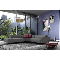 Ecksofa EGOITALIANO "Stefanie-e, Designsofa der Extraklasse, bequem mit hohem Sitzkomfort", grau (zinn), B:314cm H:96cm T:284cm, LEDER BACIO hat eine weiche und wachsartige Hand mit halb undurchsichtigem Aussehen. Es handelt sich um ein Naturleder, das die ursprünglichen Eigenschaften der Lederhäute nicht verändert. Das Vorhandensein von verheilten Narben, Körnungsunterschiede, Falten, Adern, Unterschiede in den Farbtönen und andere Spuren, die die Natur auf diesen Fellen hinterlassen hat, sind ein Beweis für die absolute Echtheit und das Zeugnis ihres großen Wertes., Sofas, mit Relaxfunktion und verstellbaren Kopfteilelementen