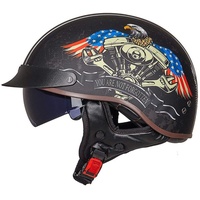Halbhelme Jethelme Brain - Cap Cruiser Chopper Scooter Pilot Jet Helm DOT+ECE Zertifizierte Persönlichkeit Retro Harley Motorradhelm,B-L=(59~60cm)