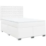 vidaXL Boxspringbett, mit Matratze Weiß 140x190 cm Kunstleder