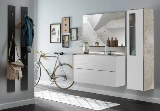 MO&MA Munari Garderobe Glas weiß und Keramik zement